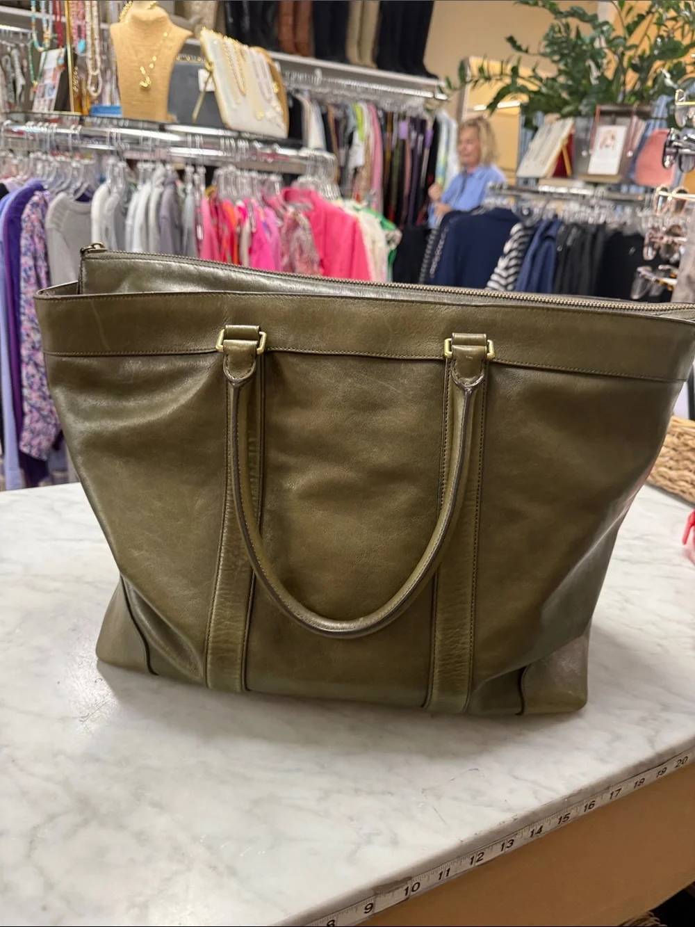 Coach Bleecker Legacy Weekend Large Leather Tote in Olive Green - Picture 4 of 15
